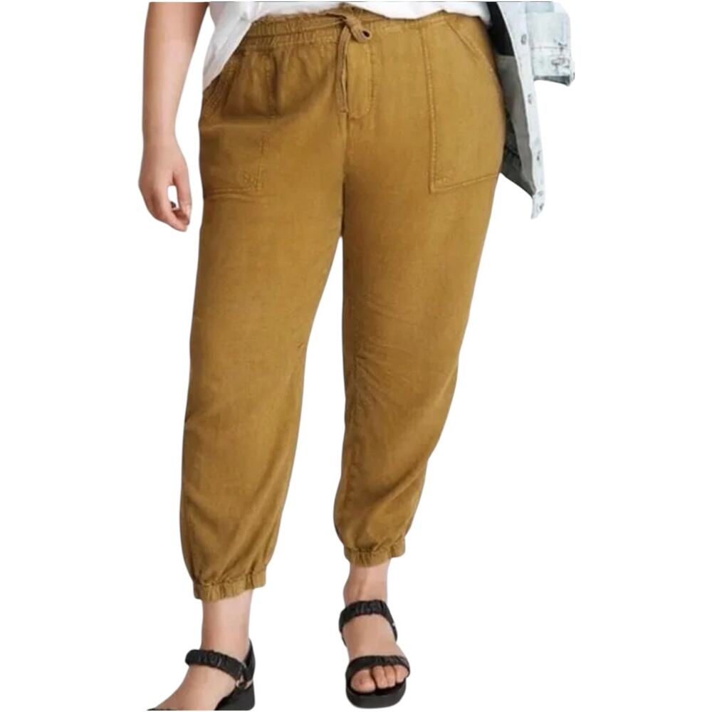 Anthropologie Rhys Utility Jogger Linen Pants High Rise Tapered Moss Green Large